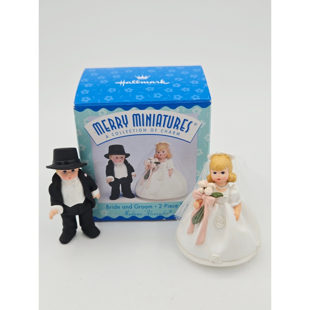 Hallmark Merry Miniatures Madame Alexander Bride and Groom 1998 Figurine Set